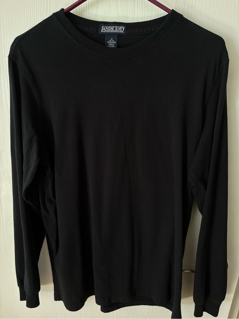 Lands' End Black Long-Sleeve Crewneck Shirt
